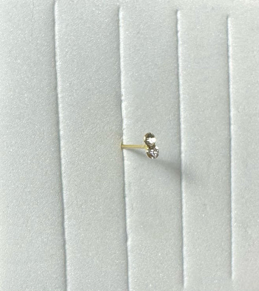 Vrai Piercing Double Strass Doré