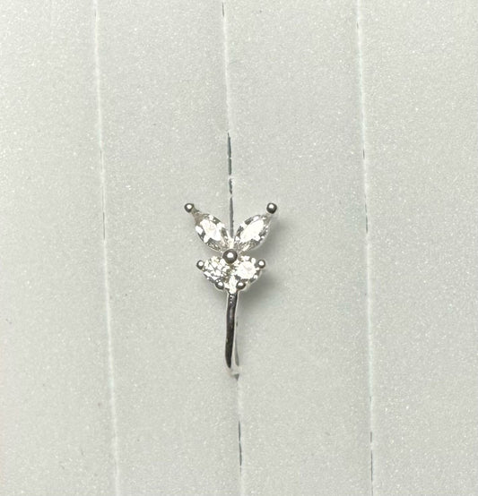 Faux Piercing Papillon Argenté